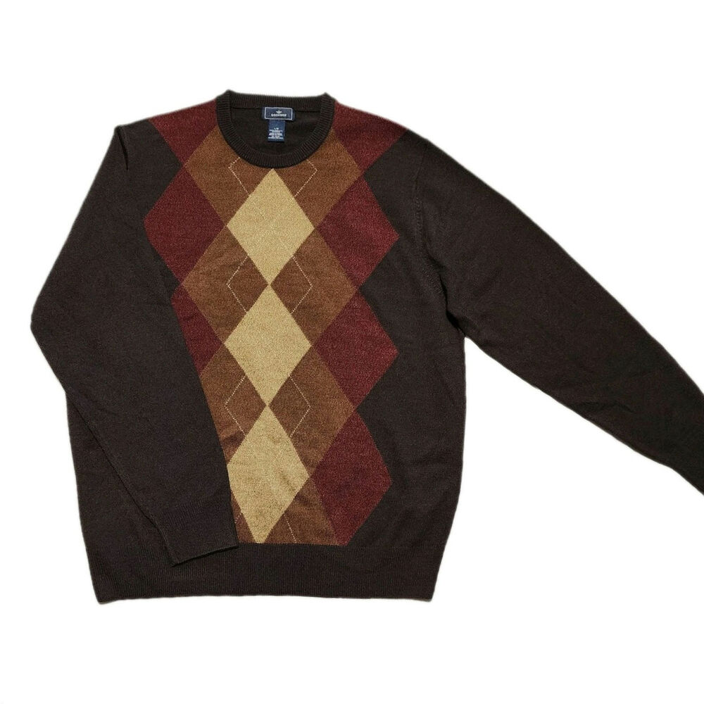 Vintage DOCKERS Argyle Long Sleeve Crew Neck Sweater Pullover Men's Size Large